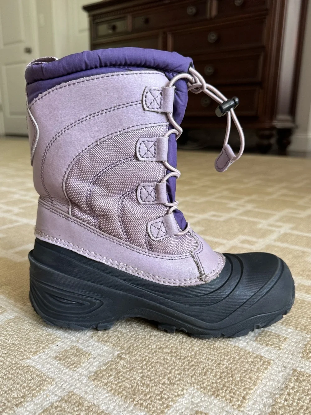 The North Face Kids Waterproof Insulated Snow Boots Black Purple Girls Size 3